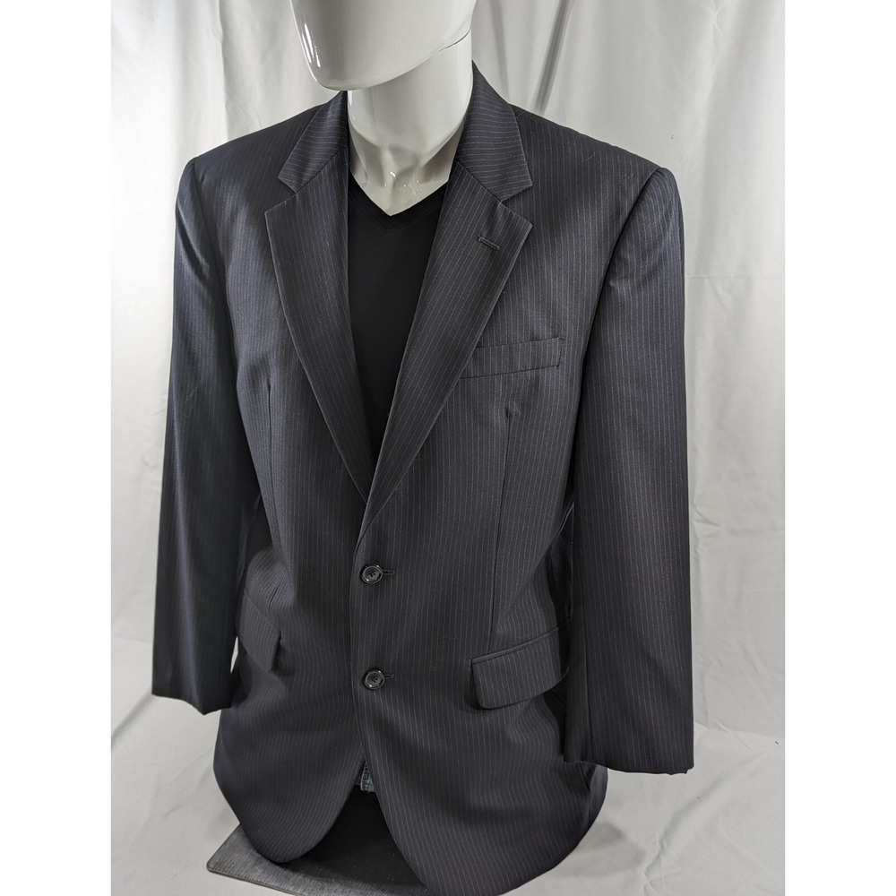 Jos. A. Bank Blazer Sport Coat Sport Jacket 100% Wool 40R‎ Blue Pinstripe